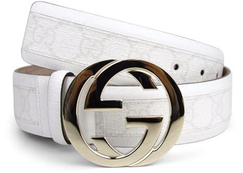 all white Gucci belt